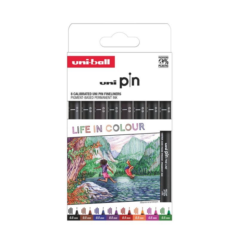 Uni Pin Fineliner Life in colour 0.5 mm 8/fp