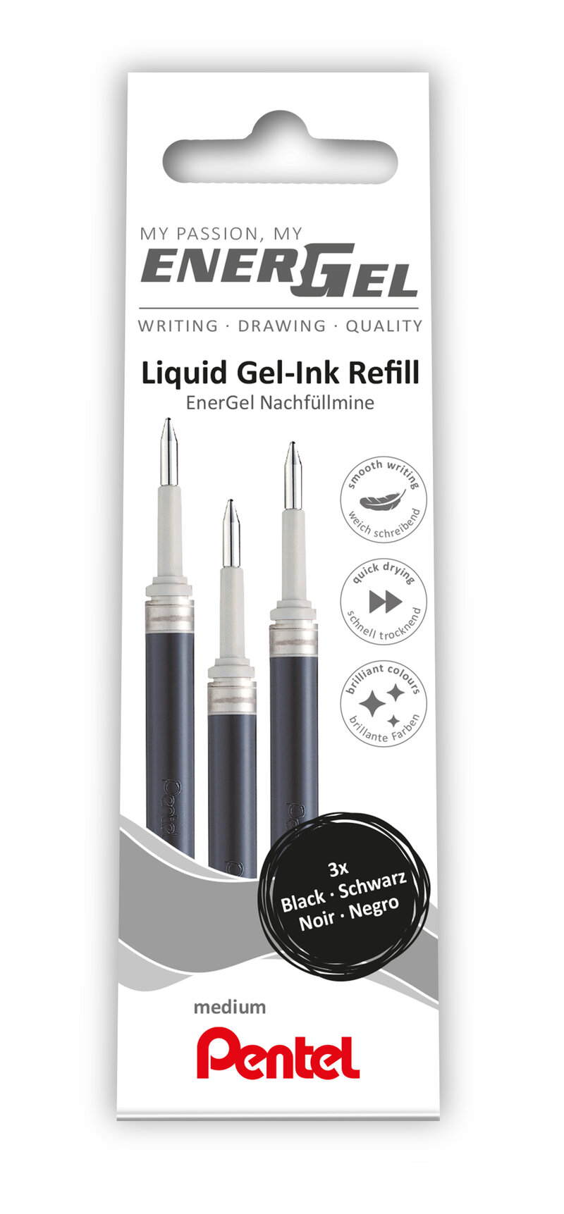 Refill PENTEL LR7 ENERGEL 0,7 svart 3/fp