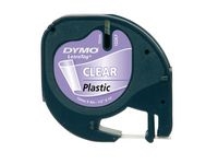 Tape LetraTAG plast 12mm svart på transp