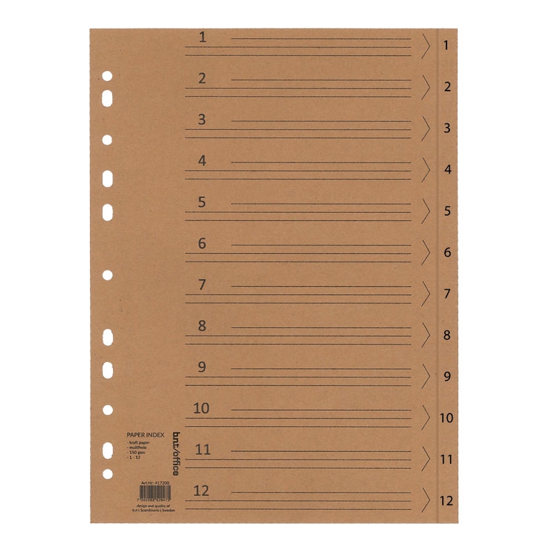 1-12 Register Kraftpapper 150g