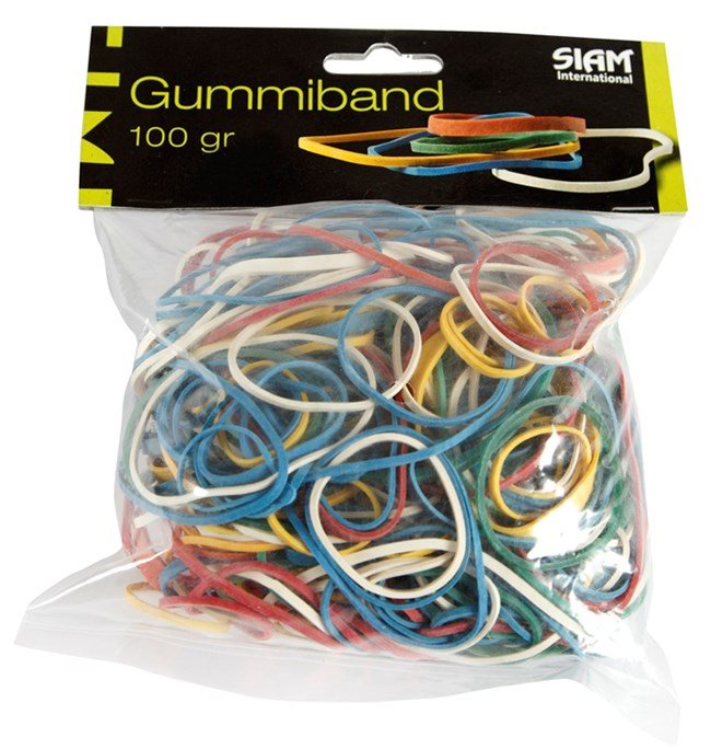 Gummiband 100g/påse ass. färger