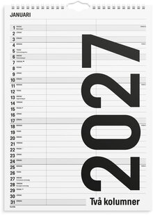 Familjekalender 2027 Black and white 2 kolumner