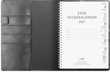 Stor Veckokalender 2027 svart konstläder