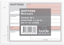 Kvittens A6L med 1 kopia 2 x 50 blad